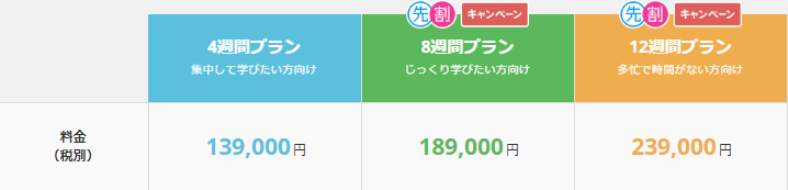 Scratchコース料金表